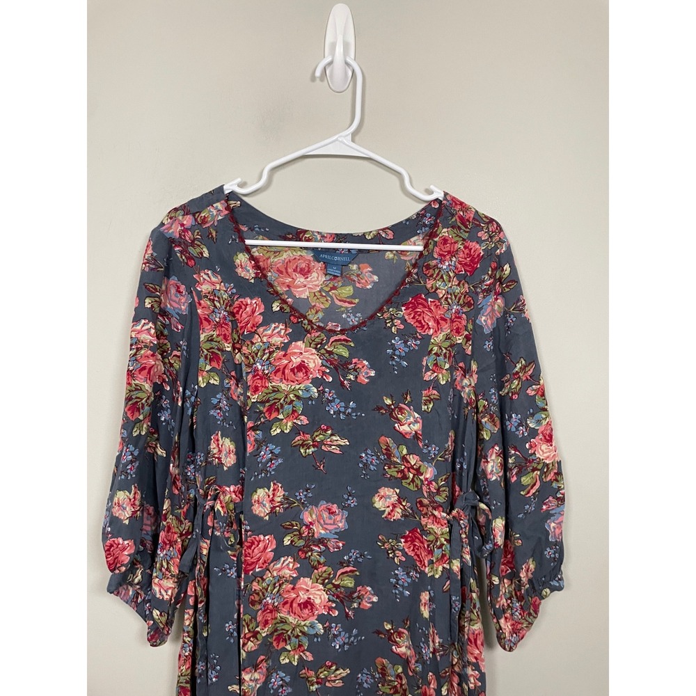 April Cornell Victorian Rose Mori Dress Size Medium Midi Cottagecore Prairie - Picture 3 of 11